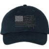 baseball cap with embroidered American flag composed of rifles