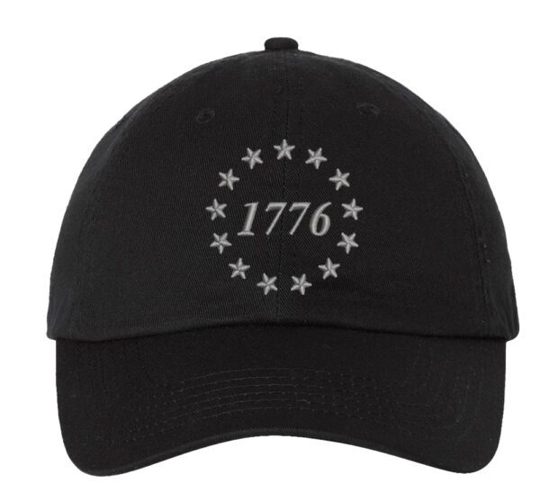 baseball cap with embroidered 1776 and 13 stars