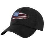 Distressed American Flag Dad Hat with red, white, and blue embroidery