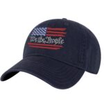 We The People cap featuring distressed American flag embroidery on a patriotic baseball hat