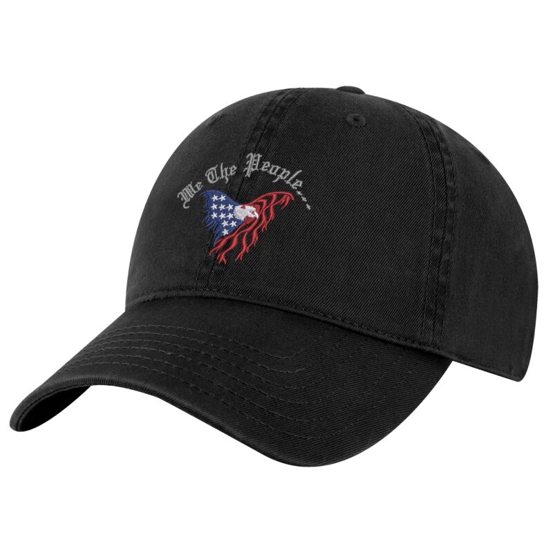 Patriotic Eagle Baseball Cap – We The People Embroidered American Flag Dad Hat in Black