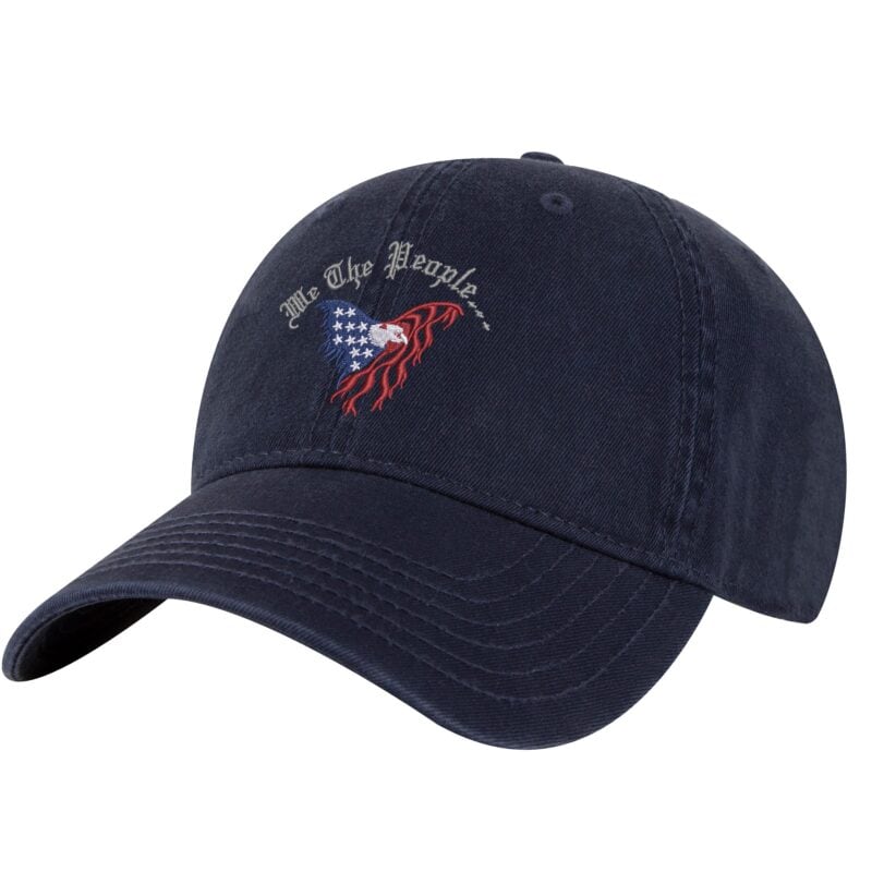 23A-NVY-Navy_We_The_People_American_Flag_Eagle_Baseball_Cap We The People cap with eagle and American flag embroidery on strapback hat