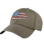 Distressed American Flag Dad Hat with red, white, and blue embroidery