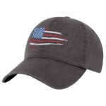 Distressed American Flag Dad Hat with red, white, and blue embroidery
