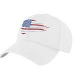 Distressed American Flag Dad Hat with red, white, and blue embroidery