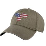 Embroidered American eagle hat with U.S. flag design on front of black baseball cap