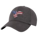 Embroidered American eagle hat with U.S. flag design on front of black baseball cap