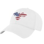 Embroidered American eagle hat with U.S. flag design on front of black baseball cap