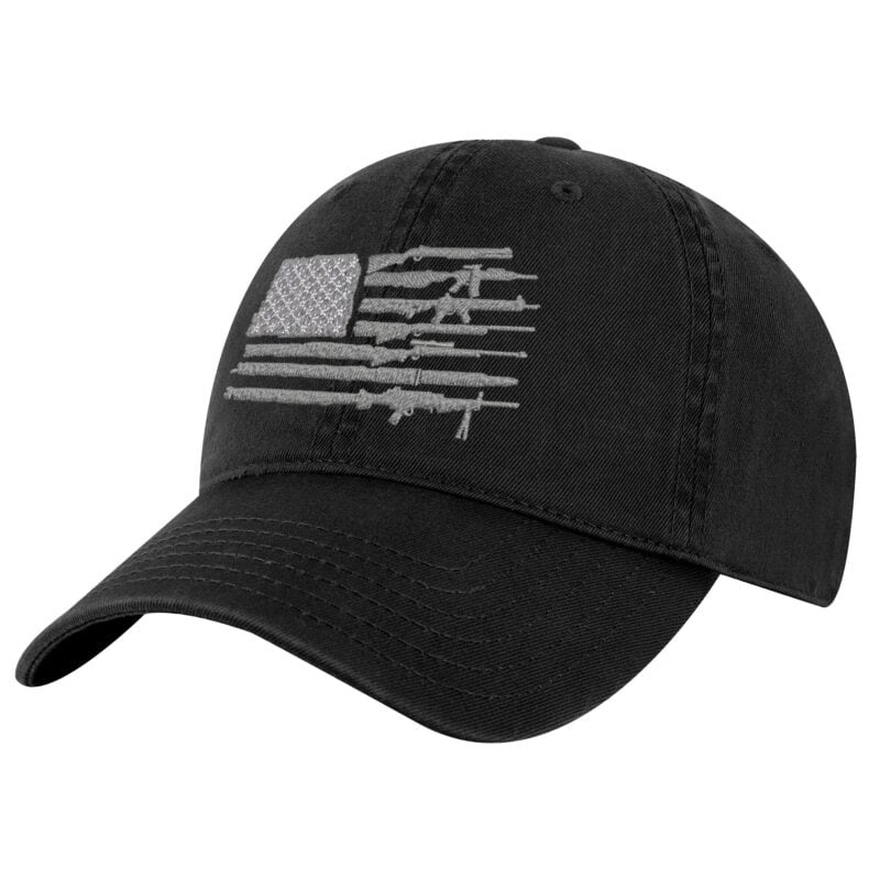 2nd Amendment Rifle Hat - Embroidered American Flag Made of Guns strapback Cap for Gun Rights Supporters