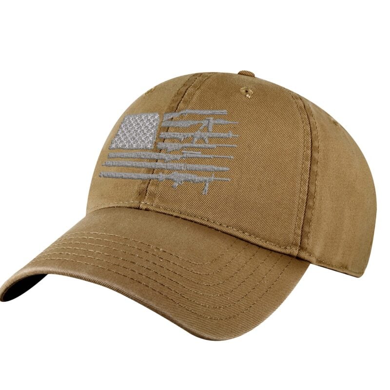 2nd Amendment Rifle Hat - Embroidered American Flag Made of Guns strapback Cap for Gun Rights Supporters