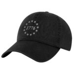 Founding Fathers Hat featuring embroidered '1776' encircled by 13 stars on a navy blue baseball cap.