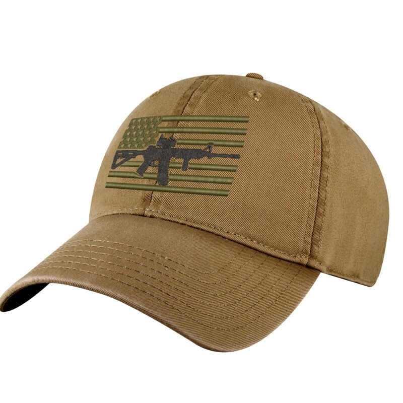 2A AR-15 Baseball Cap - Embroidered Rifle and American Flag Design with Adjustable Strapback
