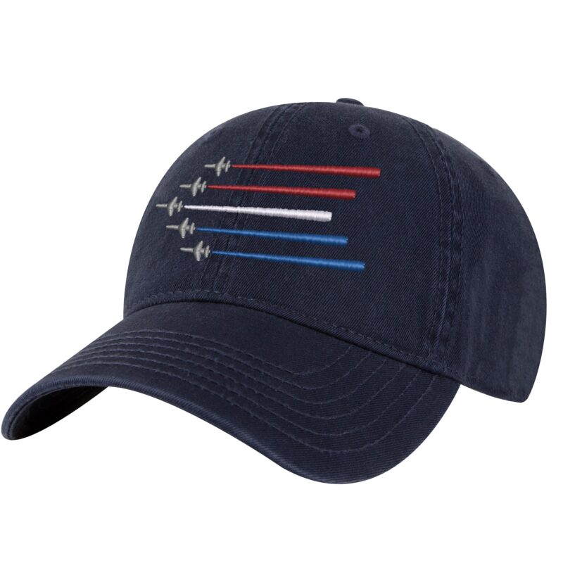 USAF Aviation Baseball Cap – Embroidered Air Force & Navy Aircraft with Patriotic Contrails – Military Pilot Hat