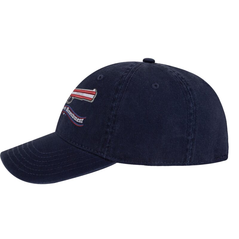 2A Pistol Flag Baseball Cap - Embroidered Firearm Over American Flag - Gun Rights Patriotic Hat