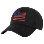 Flag baseball bat hat with embroidered American flag made from baseball bats
