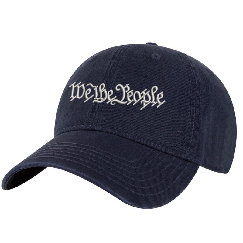 We The People Baseball Cap - Embroidered Patriotic Dad Hat in Navy Blue - American Flag Colors