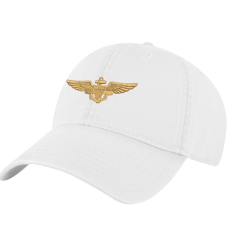 Navy Aviator Wings Baseball Cap - Embroidered Pilot Wings Military Hat with Optional Personalization