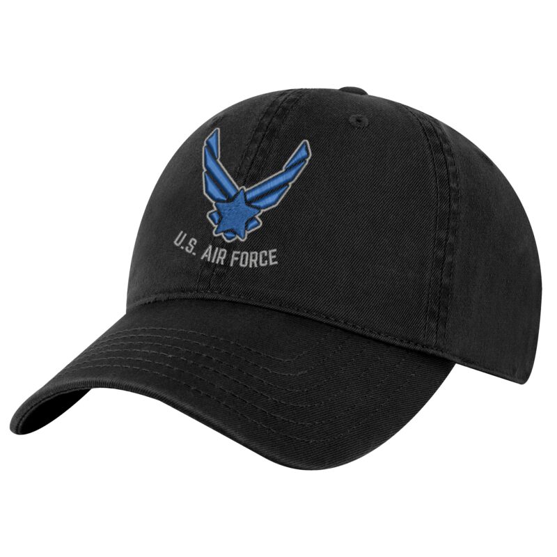 88A-BLK-Black_US_Air_Force_Baseball_Hat US Air Force Baseball Cap with embroidered military logo and structured fit