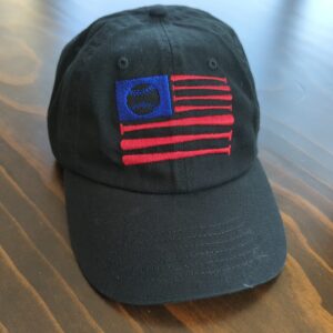 Baseball cap with embroidered american flag out of baseball bats