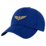 Black American aviation wings hat with gold embroidered star emblem