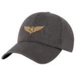 Black American aviation wings hat with gold embroidered star emblem