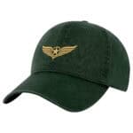 Black American aviation wings hat with gold embroidered star emblem