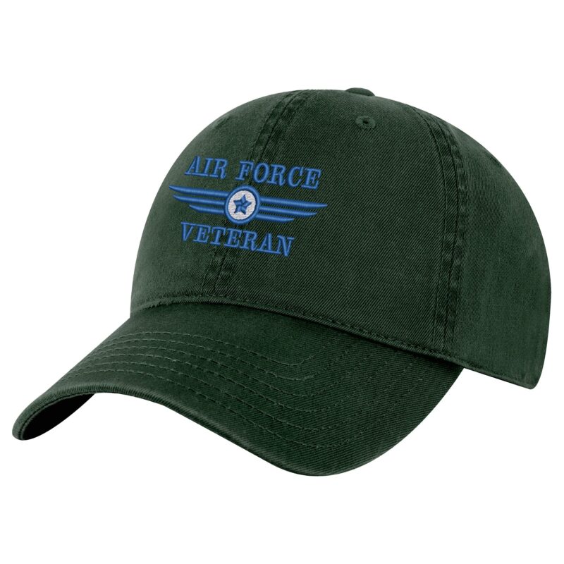 US Air Force Veteran Baseball Cap - Embroidered USAF Logo and Veteran Text - Adjustable Military Hat