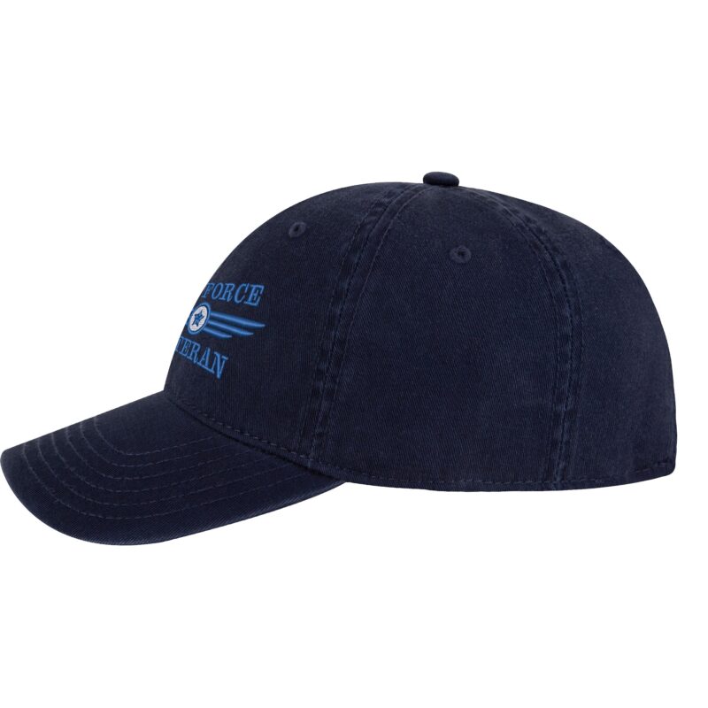 US Air Force Veteran Baseball Cap - Embroidered USAF Logo and Veteran Text - Adjustable Military Hat