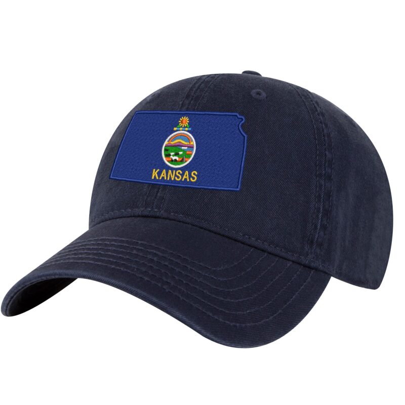 Kansas Flag Baseball Cap - Embroidered Sunflower State Design - Adjustable Dad Hat for Outdoors & Everyday