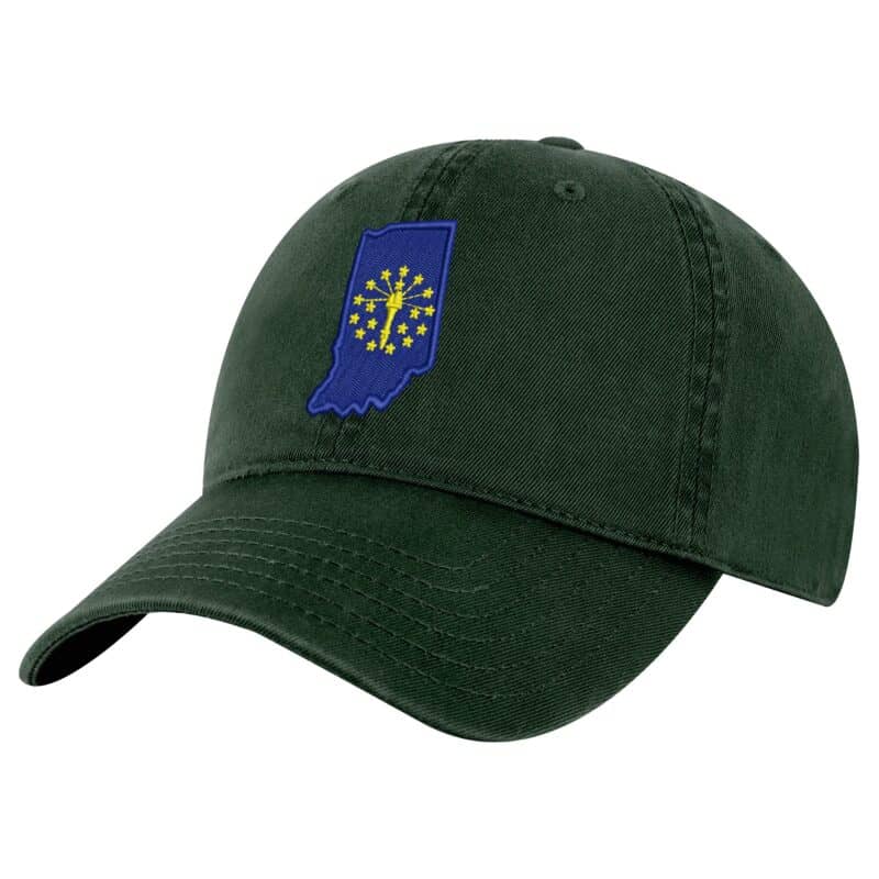 Indiana Flag Baseball Cap with embroidered IN state flag and adjustable strapback
