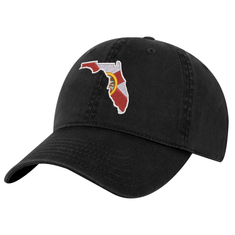 96A-BLK-Black_Florida_State_Flag_Baseball_Hat Florida Flag Baseball Cap with embroidered FL flag and adjustable strapback