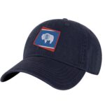 Wyoming Flag Baseball Cap with embroidered bucking bronco and adjustable strapback
