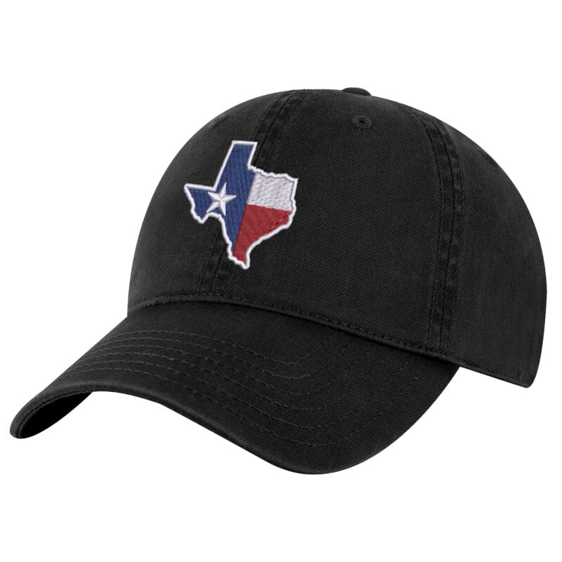 104A-BLK-Black_Texas_State_Flag_Baseball_Hat Texas Flag Baseball Cap with embroidered Lone Star State flag and adjustable strapback