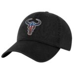 American Flag Bull Head Hat with embroidered red white and blue bull head on structured dad cap