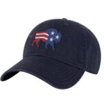Bison American Flag Baseball Cap - Embroidered Buffalo Design in Patriotic Colors - Adjustable Outdoor Hat