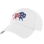 Bison American Flag Baseball Cap - Embroidered Buffalo Design in Patriotic Colors - Adjustable Outdoor Hat