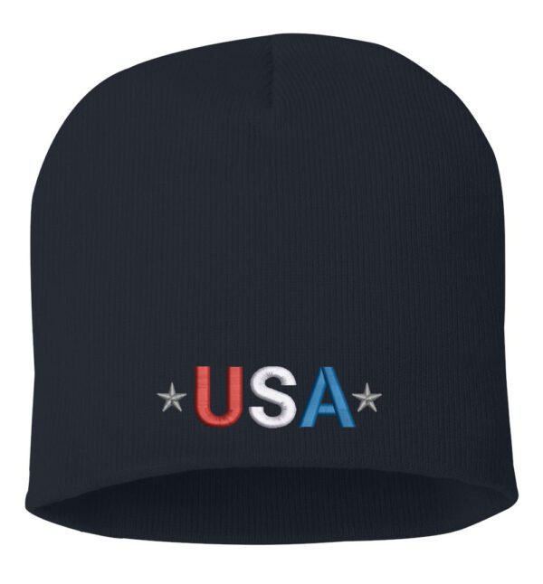 Embroidered USA Patriotic Cuffed Beanie - Black