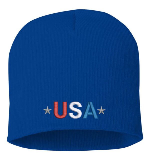Embroidered USA Patriotic Cuffed Beanie - Black