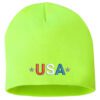 Embroidered USA Patriotic Cuffed Beanie - Black