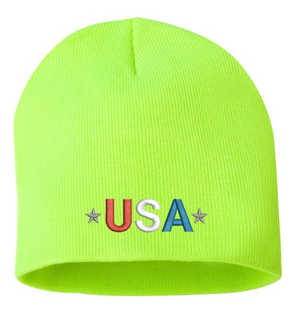 Embroidered USA Patriotic Cuffed Beanie - Black