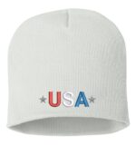 Embroidered USA Patriotic Cuffed Beanie - Black
