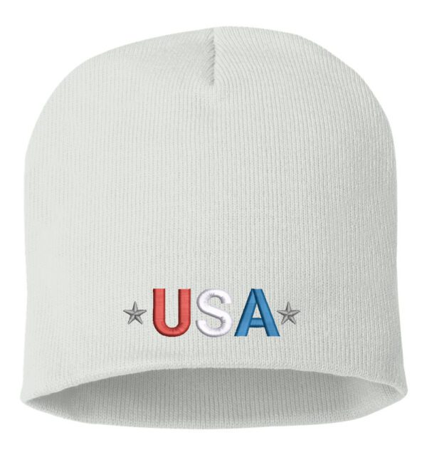 Embroidered USA Patriotic Cuffed Beanie - Black