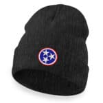 Black cuffed beanie featuring Tennessee Volunteer State flag embroidery.