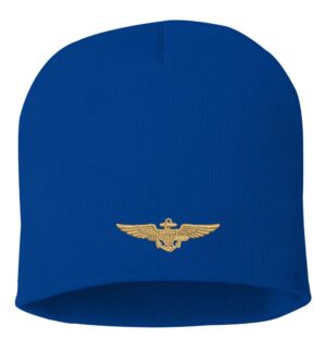 Navy Aviator Beanie with Gold Embroidered US Navy Pilot Wings – Military Knit Hat
