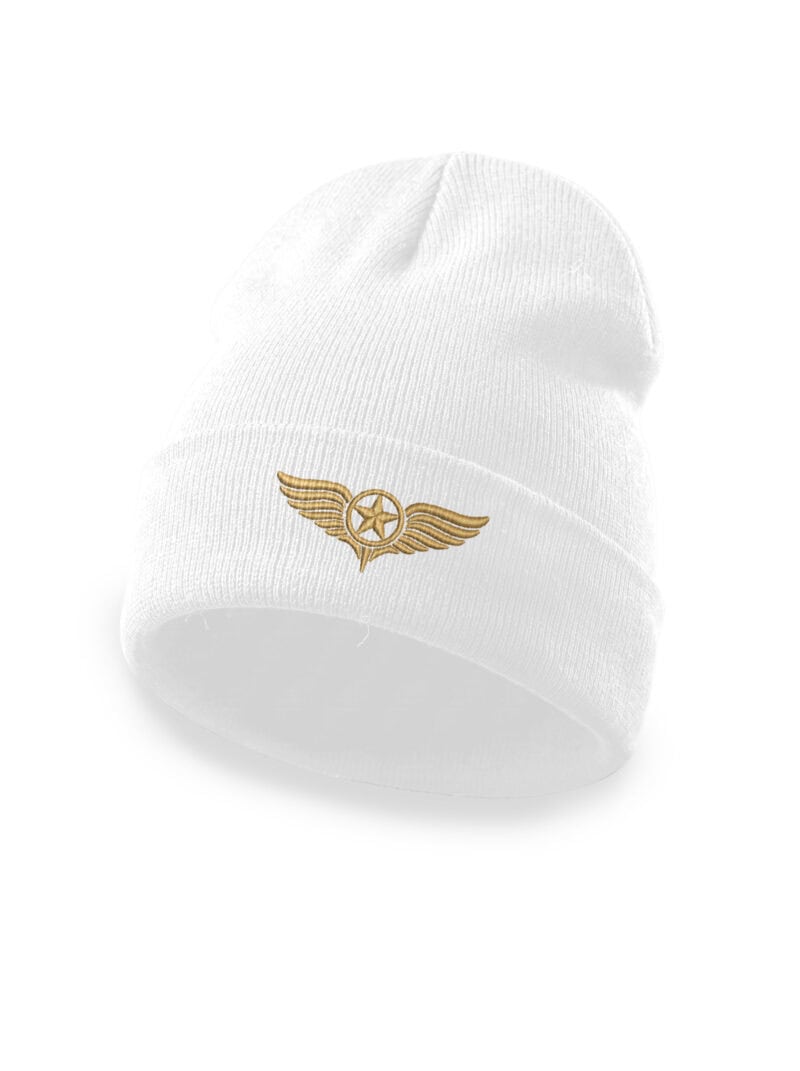 Black American aviation wings hat with gold embroidered star emblem