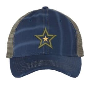 Military army star trucker hat with distressed design and mesh back - patriotic strapback cap for constitutional advocates