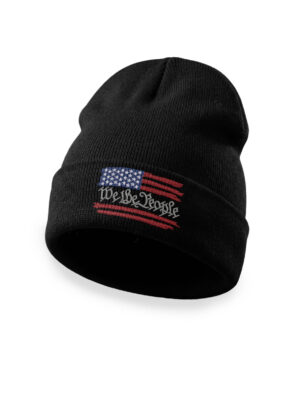 We The People Beanie Distressed American Flag Cuffed Constitutional Patriotic Hat
