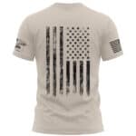 American flag t-shirt with vintage distressed look, perfect for patriotic celebrations and casual we.