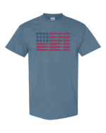 Patriotic Bullet Flag 2nd Amendment Support Tee showcasing American flag made of bullets.