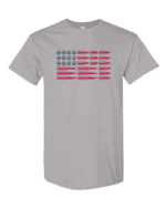 Patriotic Bullet Flag 2nd Amendment Support Tee showcasing American flag made of bullets.